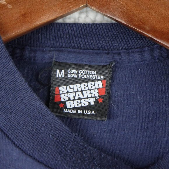 Screen Stars Best T Shirt Womens Medium Navy Blue Vintage Crew Short Sleeve 90s - Picture 8 of 9